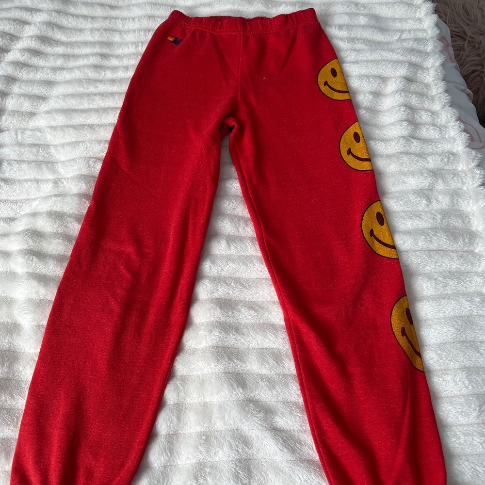 Aviator nation, red and yellow smile, smiley face joggers size 12